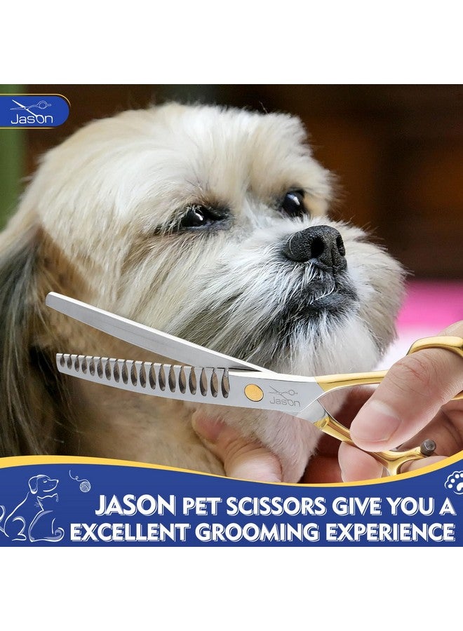 جيسون مقص جيسون المنحني ذو القطع الكبيرة، مقاس 7.5 بوصة، للعناية بالكلاب، 19 سنًا، مقص احترافي ذو قطع كبيرة لأسفل بمقبض متماثل، حاد ومريح - Image 4