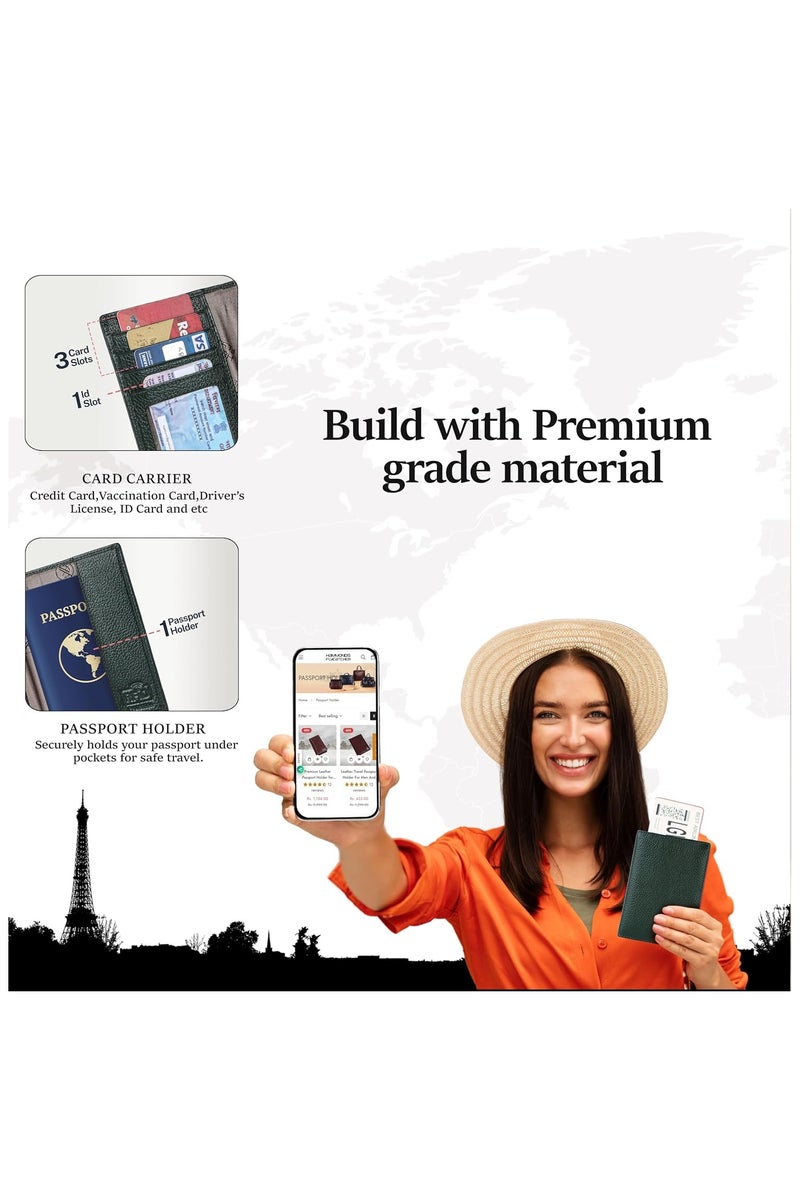 HAMMONDS FLYCATCHER Leather Passport Cover, Passport Holder for Men and Women - Travel Accessories Document Organizer, RFID Protected Passport Wallet with Card Slots for Trips - Green | XVN2 - Image 4