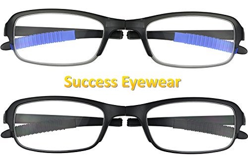 Success Eyewear Reading Glasses 2 Pair Fashion Folding Readers with Cases Unisex Glasses for Reading for Men and Women Set of Matte Grey With Blue Matte Black 175 - Image 5