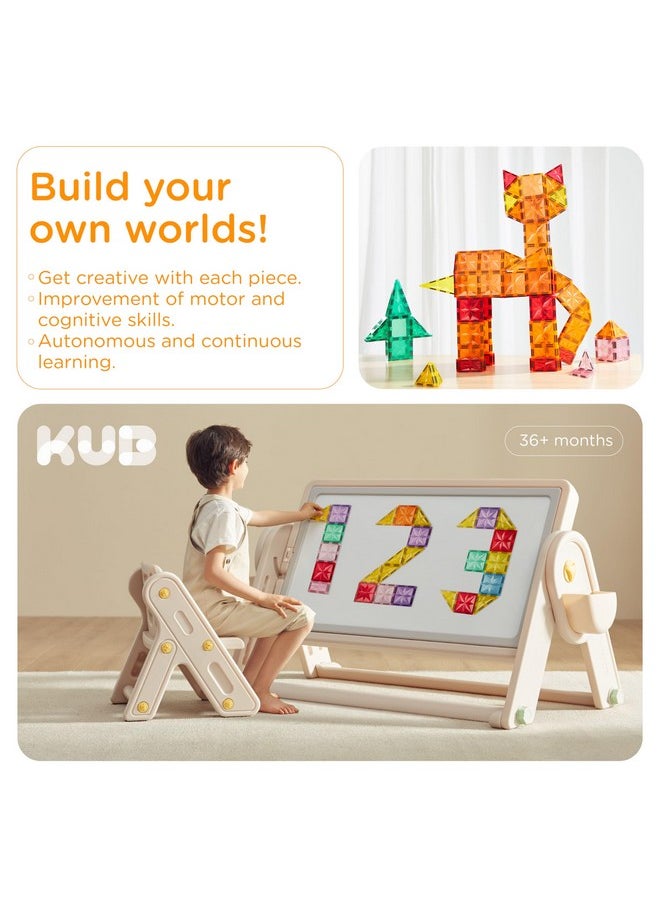 KUB KUB 121 Pcs Magnetic Tiles Creative Toys, 3D Building Magnet Blocks Set, STEM Educational Kids Gifts for Boys Girls Over 3 Years Old, Montessori Preschool Learning  - Image 2
