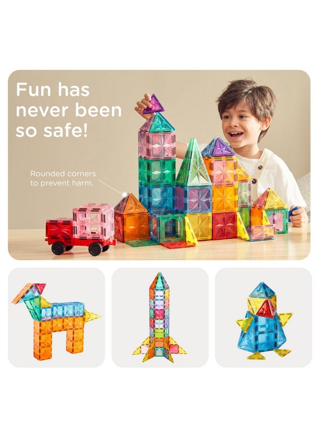KUB KUB 121 Pcs Magnetic Tiles Creative Toys, 3D Building Magnet Blocks Set, STEM Educational Kids Gifts for Boys Girls Over 3 Years Old, Montessori Preschool Learning  - Image 5