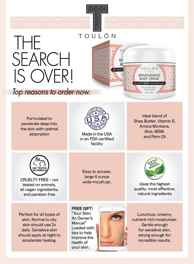 TOULON Bruise Cream with Arnica Montana, Shea Butter & Vitamin E: Repair Bruises, Stretch Marks Cream & Scars: 4 oz. For Women and Men - Image 3