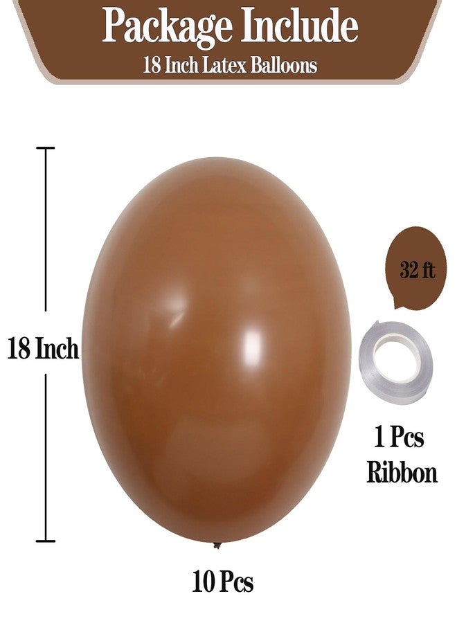 KALOR 18 Inch Brown Balloons, 10 Pcs Matte Latex Balloons Big Round Balloons for Wedding, Baby Shower, Birthday Party and Event Decoration - Image 2