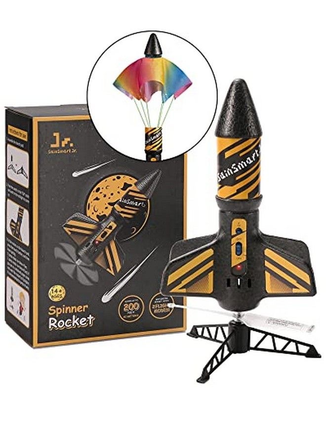 SainSmart Jr. - Rocket Launcher For Kids Motorized Air Rocket Self Launching Outdoor Toy For Age 8 12 With Parachute Safely Land Launch Up To 200 Ft Black - Image 1