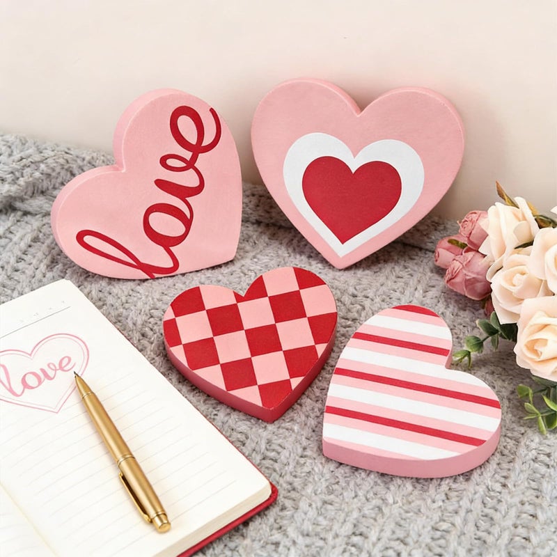 Cherica Valentines Day Decorations Wooden Signsï¼ŒHeart Shaped Decor for Galentines,Romantic Valentines Day Decortions for Home,Tiered Tray,Shelf,Mantel,Party in 4 Styles - Image 4