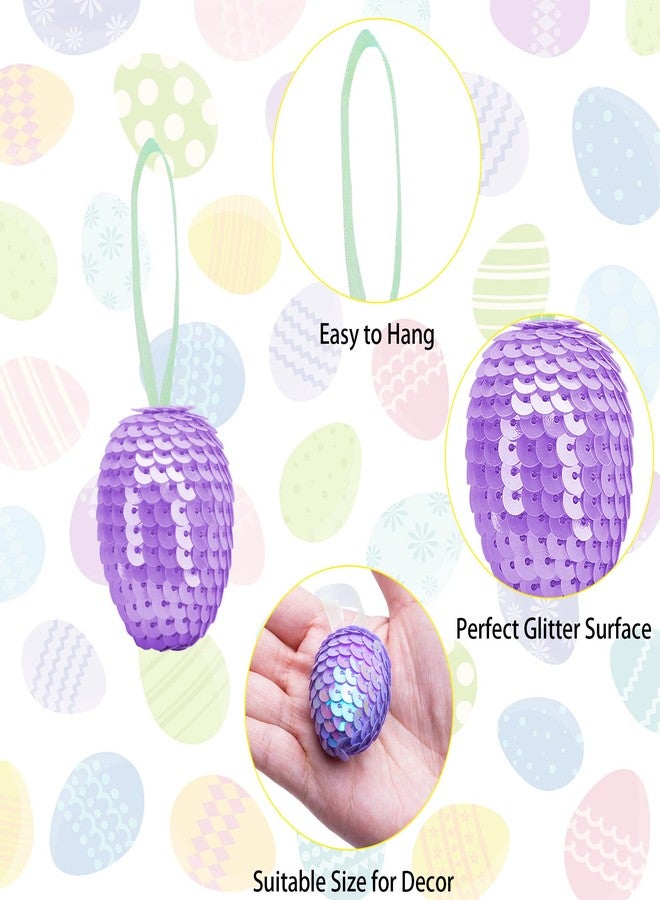 Wehhbtye 30PCS Easter Glitter Hanging Eggs - Colorful Sequin Easter Egg Ornaments, Shiny Spring Foam Hanging Egg Baubles Ornament for Easter Tree Christmas Home Party DIY Craft Decoration (Size S) - Image 3