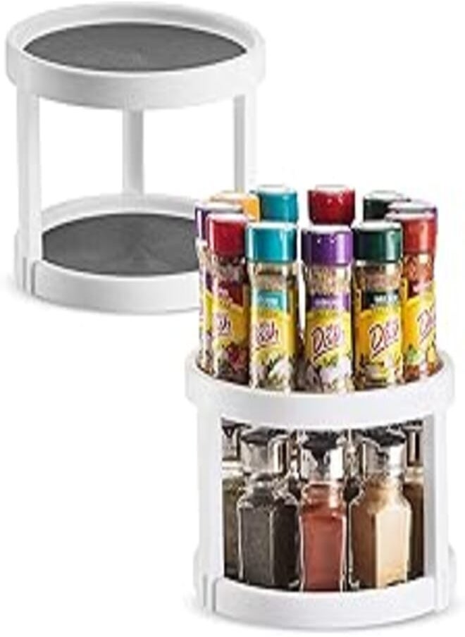 U-HOOME U-HOOME Lazy Susan,12 inch Turnable Lazy Susan Spice Rack Organizer for Large Cabinet, Kitchen Dining Table Refrigerator Bathroom Organization (2 Tier-2 pack) 