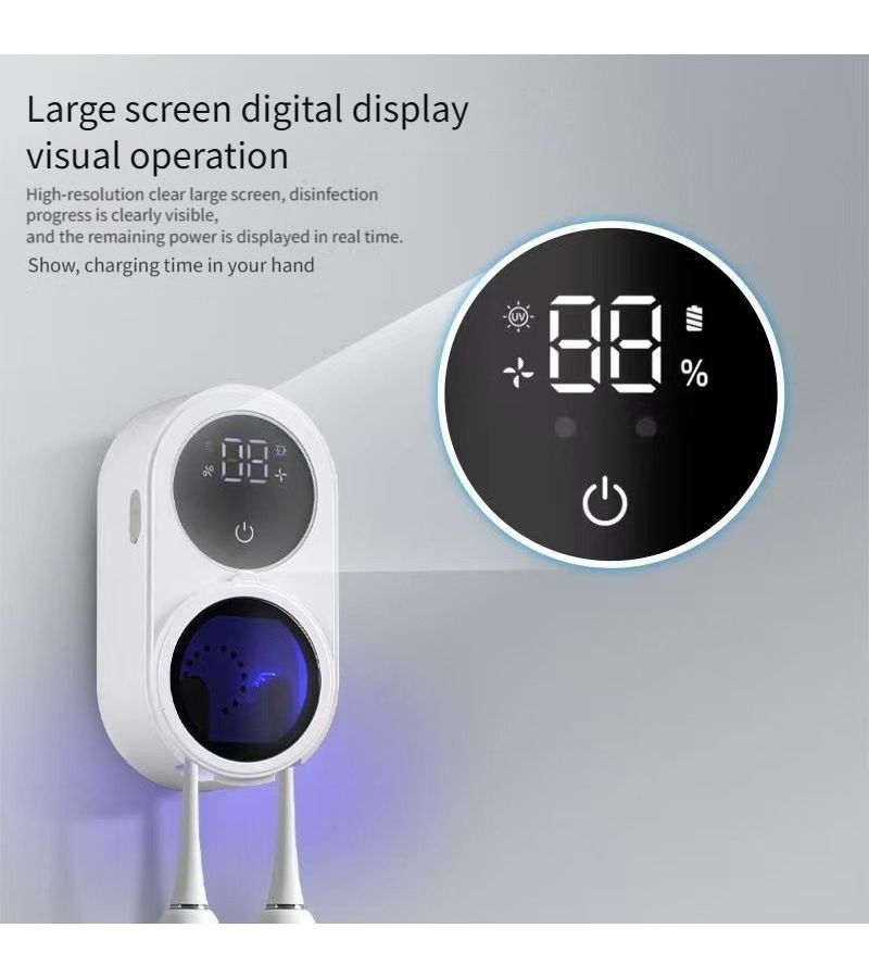 Intelligent Induction Sterilizing Toothbrush Holder UVC Deep Ultraviolet Automatic Cycle Purification Disinfection And Drying Punch Free Installation White - Image 4