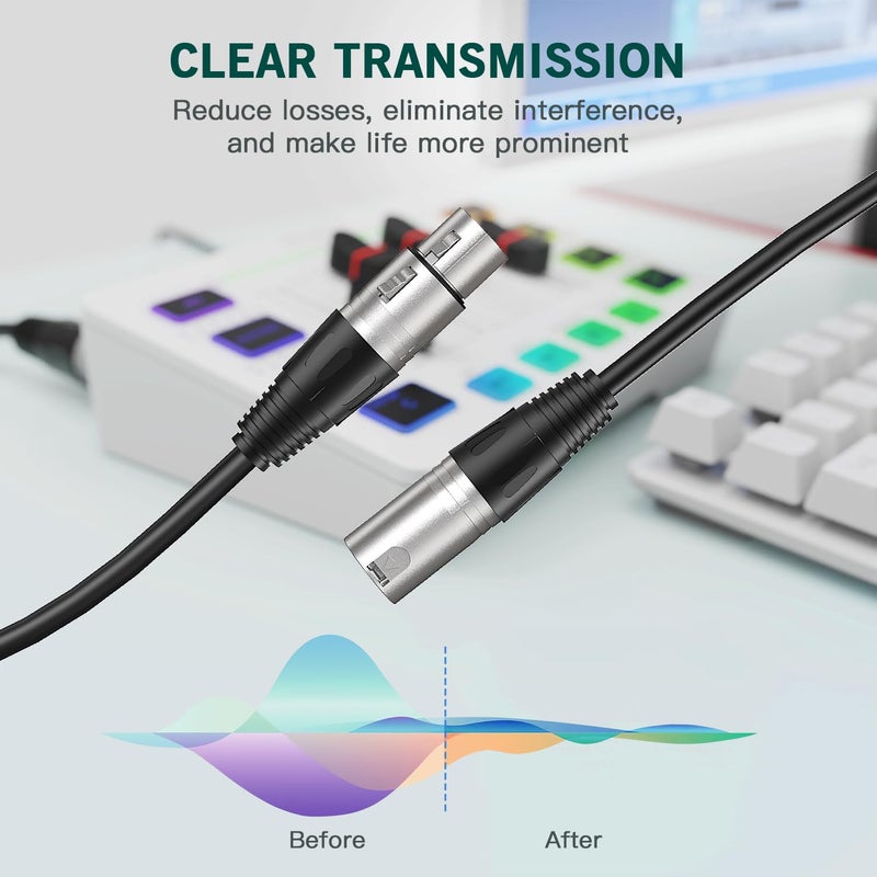 FIFINE كابل FIFINE XLR، كابل ميكروفون صوتي، كابل بطول 9.8 قدم مع 3 دبابيس متوازنة، كابل XLR ذكر إلى أنثى، متوافق مع ميكروفون XLR لتسجيل البودكاست والبث، أسود-L9 - Image 5