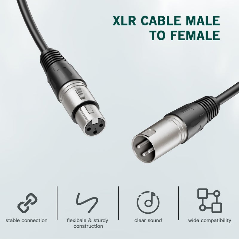FIFINE كابل FIFINE XLR، كابل ميكروفون صوتي، كابل بطول 9.8 قدم مع 3 دبابيس متوازنة، كابل XLR ذكر إلى أنثى، متوافق مع ميكروفون XLR لتسجيل البودكاست والبث، أسود-L9 - Image 2