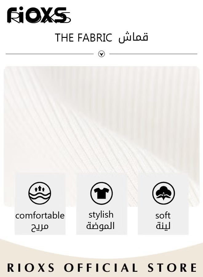 RIOXS Women's Long Sleeve Square Neck Basic Shirts, Casual Basic Slim Fitted Tees, Comfortable Skin-friendly Slim Fitted Underscrub, Soft Stretchy Tops Layering Tees for Fall Winter, Classic Simple Undershirt Pullover Tops with Fitted Silhouette,  for Office, Casual, Home, Partie etc, White - Image 4