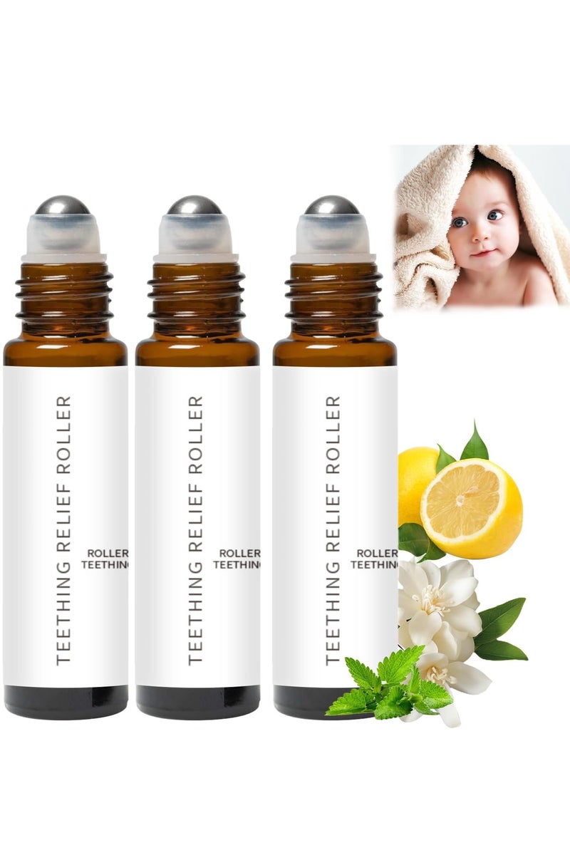 ROLLER 3-Pack ROLLER Relieve Teething Pain Baby Teeth Relief Roller Essential Oil 10ML - Image 1