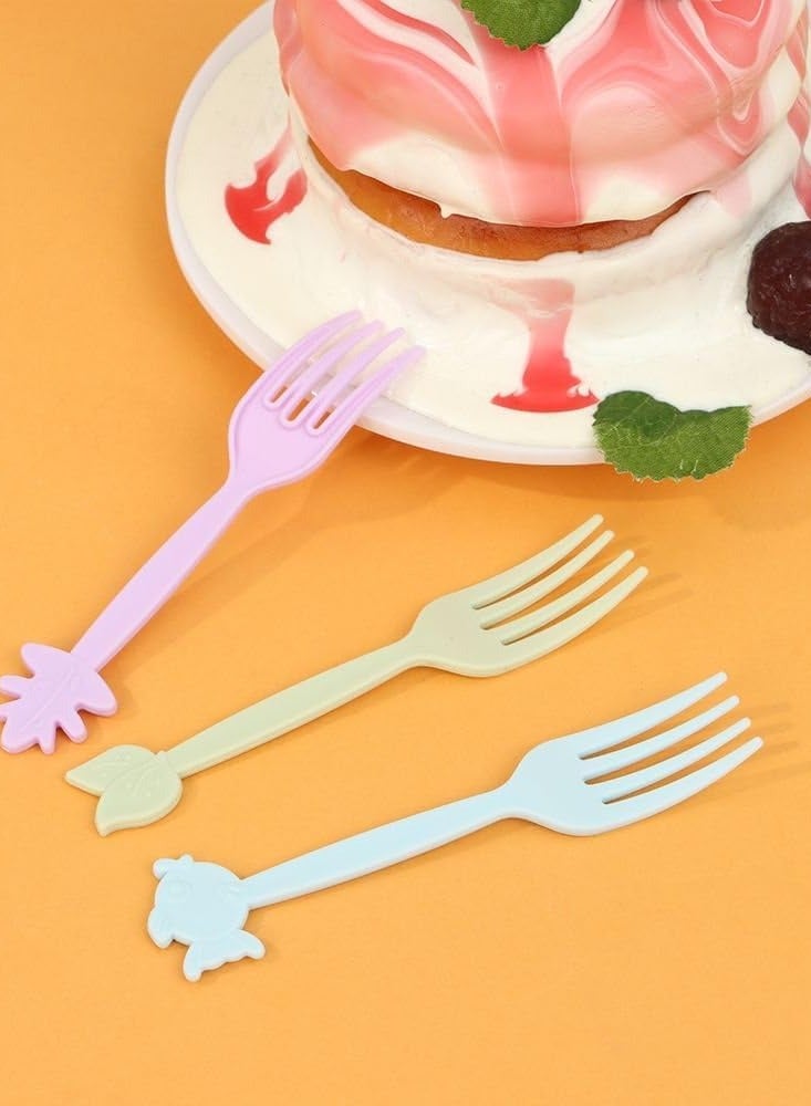 شوكة فواكه بلاستيك باشكال مختلفة 10قطع (متعددة الألوان) - Image 2