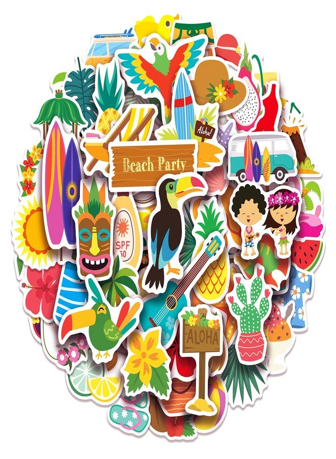 Cleverplay 100 Pack Hawaiian Stickers, Luau Tropical Summer Party Favors, Birthday Decorations Gifts - Image 1