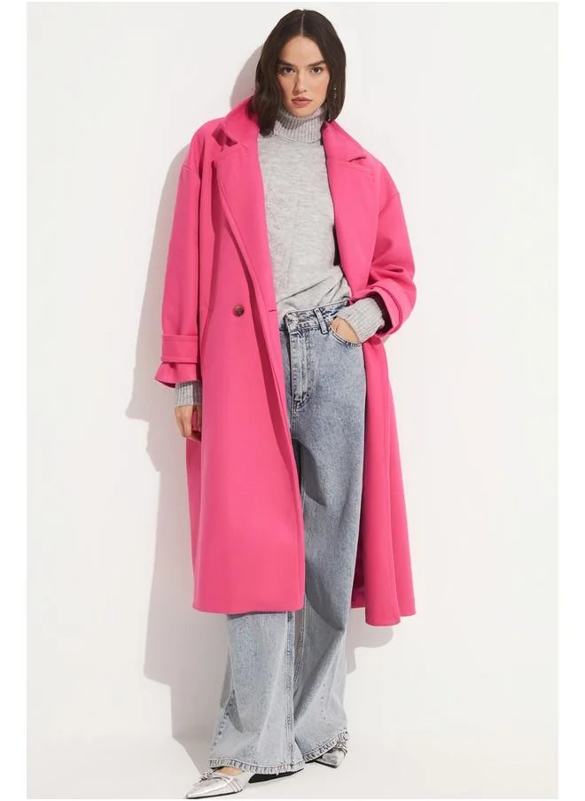 جون June Oversize Double Breasted Coat Pink