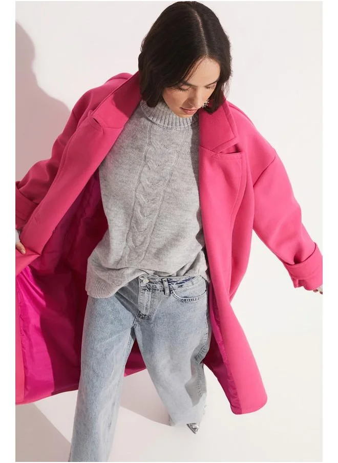 JUNE June Oversize Double Breasted Coat Pink