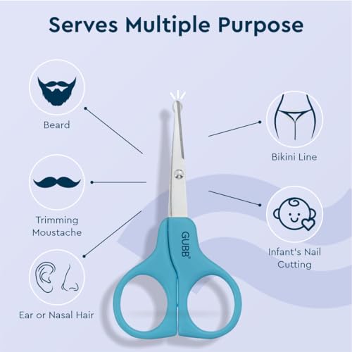 GUBB Safety Scissor Designed for Men and Women With Protective Sleeves | Round Tips for Safe hair cutting | Easy beard and moustache trimming | Multipurpose | Rust resistant | Stainless steel - Image 3