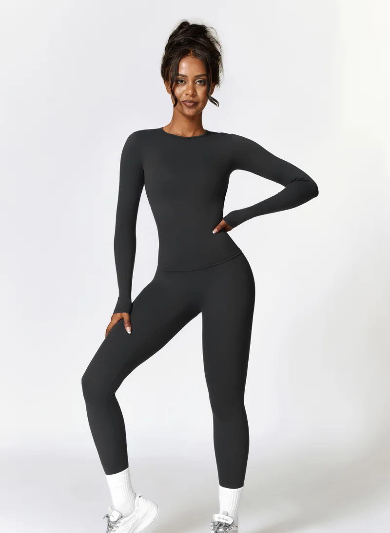 KAWN.YOGA Licorice Black Womens Long Sleeve Shirt for Women | Best Price UAE