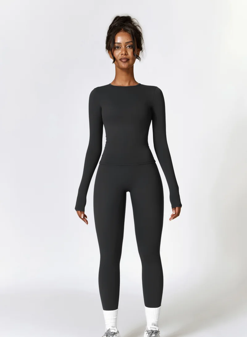 KAWN.YOGA Licorice Black Womens Long Sleeve Shirt for Women | Best Price UAE