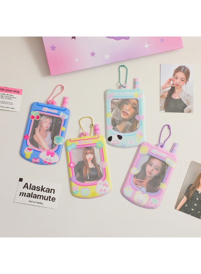 NIBEMINENT 1 - Piece Korean Creative Little Lingtong Pvc Kpop Photo Card Holder Pendant Key Chain ID Badge Holder ID Card Holder Photo Card Protector for School ID Office ID Access Card for Women Girls - Image 2
