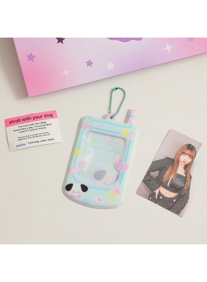 NIBEMINENT 1 - Piece Korean Creative Little Lingtong Pvc Kpop Photo Card Holder Pendant Key Chain ID Badge Holder ID Card Holder Photo Card Protector for School ID Office ID Access Card for Women Girls - Image 1