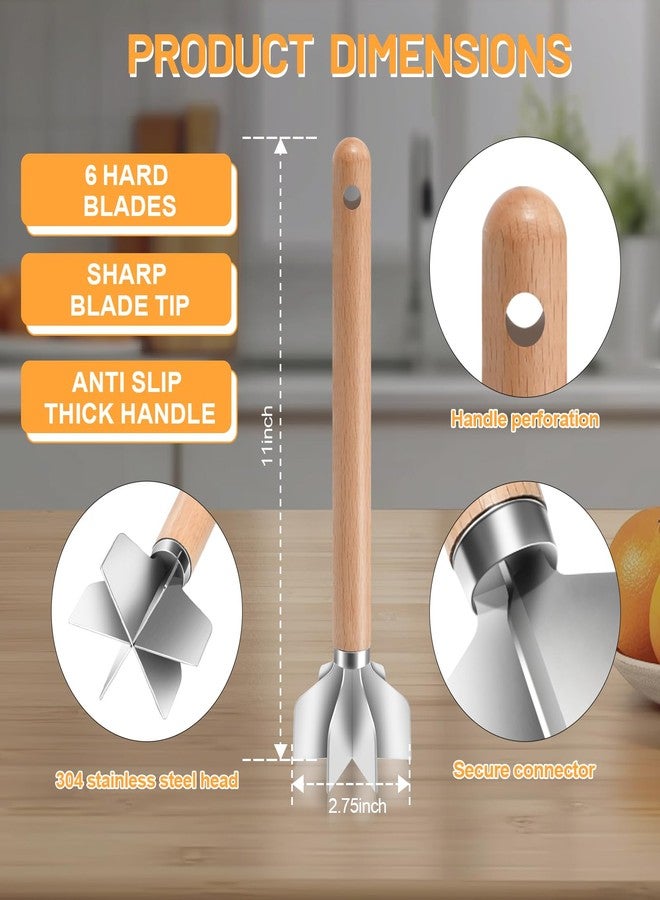 WLKSTS 11 inch Stainless Steel Meat masher with 6 Blades, Metal Potato Masher, Ground Beef chopper tool, Suitable For Making Ground meat, Mashed potatoes, Jam and more（one pack) - Image 2