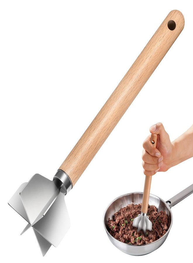 WLKSTS 11 inch Stainless Steel Meat masher with 6 Blades, Metal Potato Masher, Ground Beef chopper tool, Suitable For Making Ground meat, Mashed potatoes, Jam and more（one pack) - Image 1