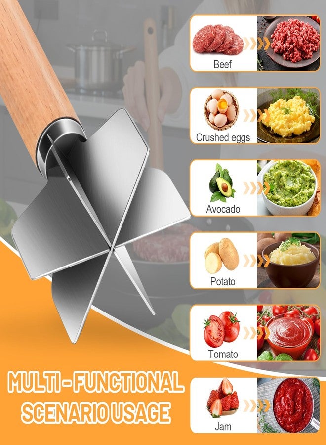WLKSTS 11 inch Stainless Steel Meat masher with 6 Blades, Metal Potato Masher, Ground Beef chopper tool, Suitable For Making Ground meat, Mashed potatoes, Jam and more（one pack) - Image 3