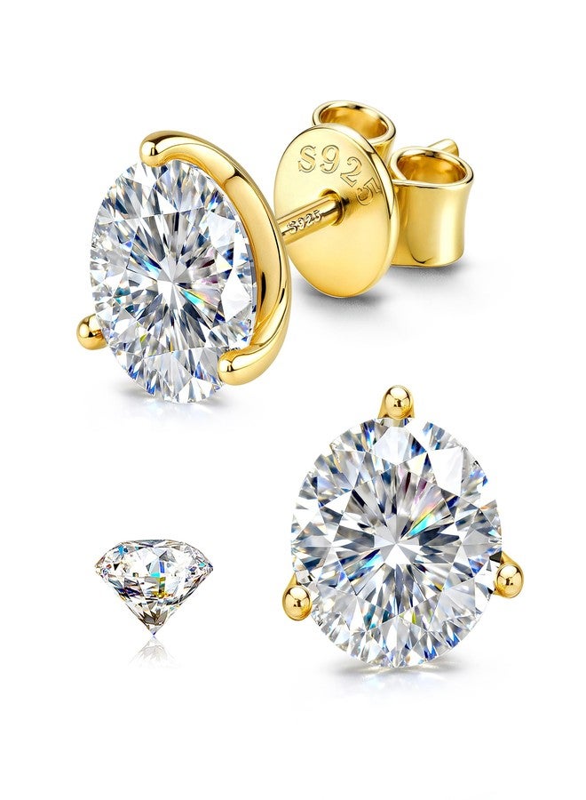 GEMQUEEN Moissanite Earrings Studs for Men - 18K Gold Plated Solid 925 Sterling Silver Stud Earring for Women Mens Moissanite Jewelry Hypoallergenic Brilliant Round Princess Cut D Color VVS1 1CT-4CT - Image 1