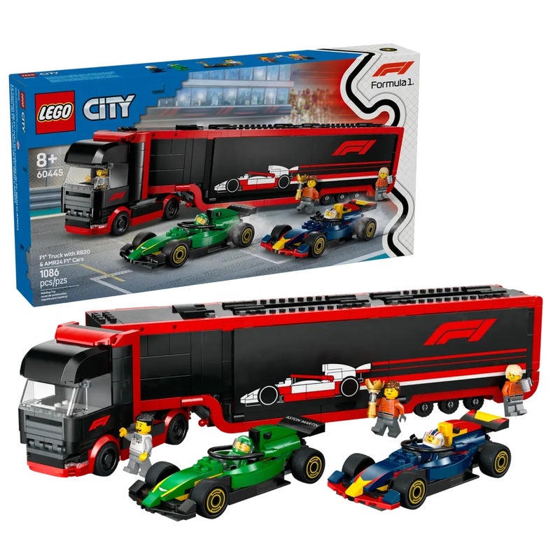 LEGO - City F1 Truck with RB20 & AMR24 F1 Cars 1086 Pieces - 60445 - Image 2