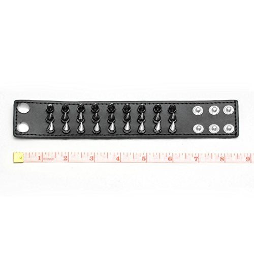 MILAKOO Unisex Black Metal Spike Studded Punk Rock Biker Wide Strap Leather Bracelet Chain Wristband Adjustable - Image 4