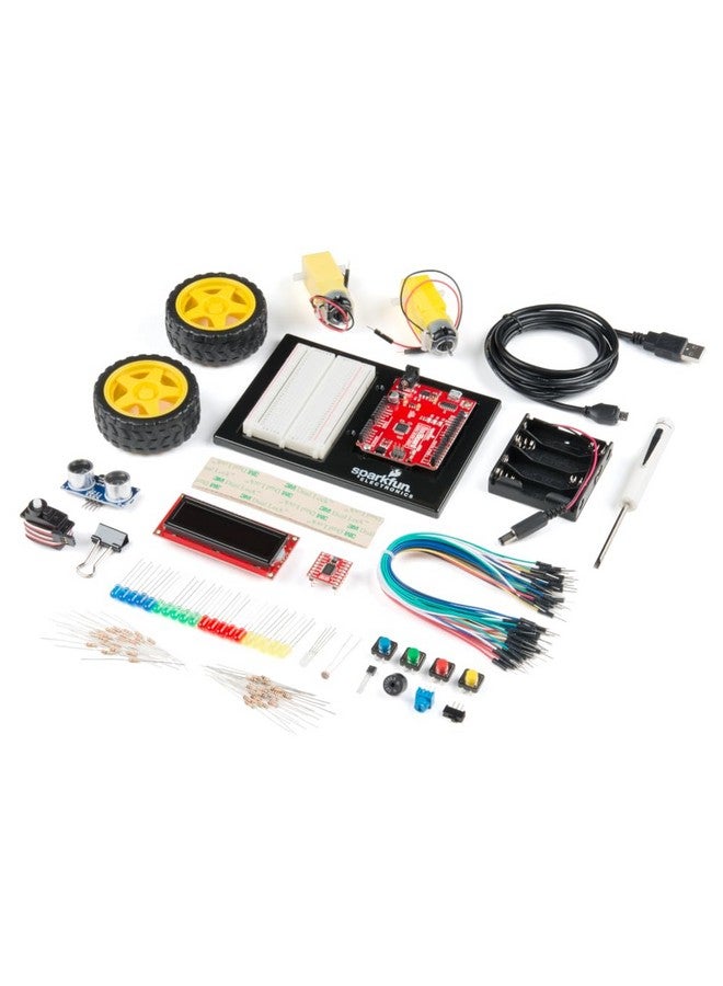 SparkFun Inventor's Kit - v4.1.2 (SIK) RedBoard Qwiic- White Solderless Board- Carrying Case- 16x2 White on Black LCD (with headers) SparkFun Motordriver (with headers) - Image 1