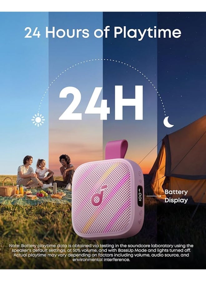 Soundcore Boom Go 3i Portable Bluetooth Speaker by Anker, 24H Playtime, 15W Punchy Sound, Emergency Power Bank, Powerful BassUp 2.0, Bluetooth 6.0, IP68 Waterproof for Hiking/Cycling/Camping (Pink) - Image 3