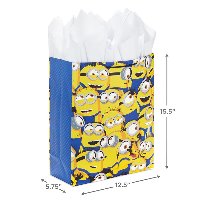 Hallmark 15" Extra Large Gift Bag with Tissue Paper (Minions) for Kids, Birthdays, Christmas - Image 3