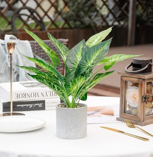 WUKOKU 2pcs Fake Plants Medium Artificial Tropical Plants Indoor for Home Bathroom Bedroom Kitchen Office Desk Decor - Image 5
