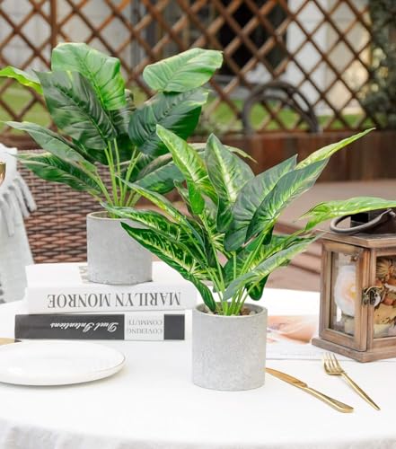 WUKOKU 2pcs Fake Plants Medium Artificial Tropical Plants Indoor for Home Bathroom Bedroom Kitchen Office Desk Decor - Image 4