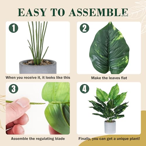WUKOKU 2pcs Fake Plants Medium Artificial Tropical Plants Indoor for Home Bathroom Bedroom Kitchen Office Desk Decor - Image 3