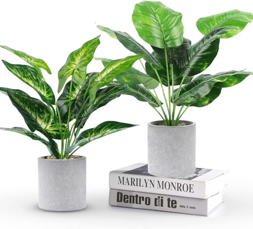 WUKOKU 2pcs Fake Plants Medium Artificial Tropical Plants Indoor for Home Bathroom Bedroom Kitchen Office Desk Decor - Image 1