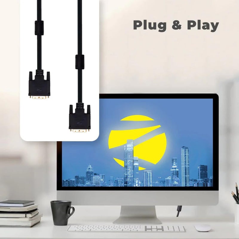 ALRITO Gold Plated DVI-D 24+1 Pin Male to DVI Male Cable for PC TV LCD Monitor (1.5 Meter) - Image 2