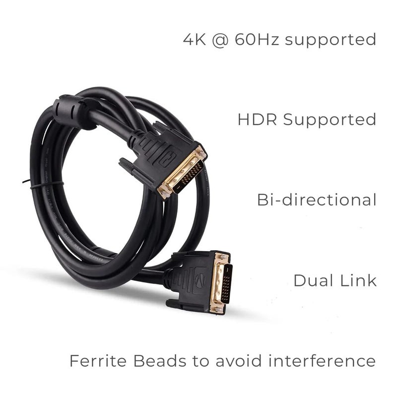 ALRITO Gold Plated DVI-D 24+1 Pin Male to DVI Male Cable for PC TV LCD Monitor (1.5 Meter) - Image 3