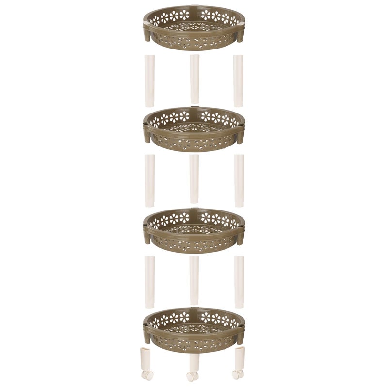 Nayasa Candy Round Trolley 4 Layers Kitchen Organizer Shelf Organizer Vegetable Basket for Onion Potato Vegetable Trolley with Wheel 335 X 335 X 79 cm Green - Image 2