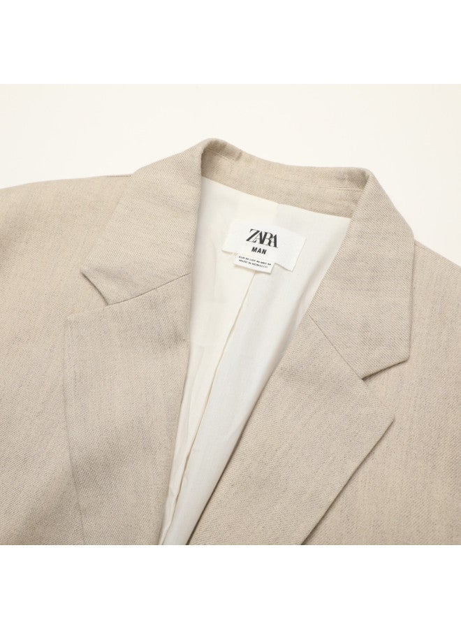 Zara Men's Minimalist Solid-colored Textured Loose-fit Business Commuter Casual Suit - Image 4