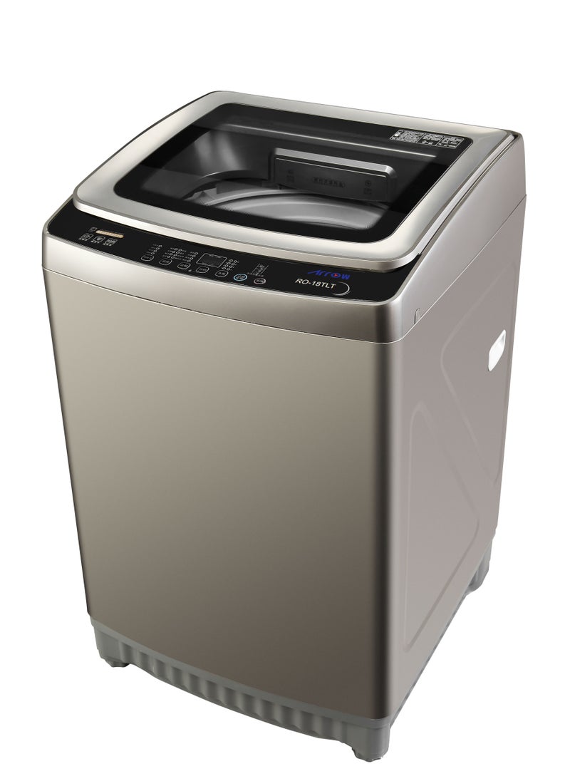 Arrow - 18KG Top Loading Washing Machine with Pump, 8 Programs, Silver Color, Child Lock, Tempered Glass Top Lid | Model No: RO-18TLT - Image 1