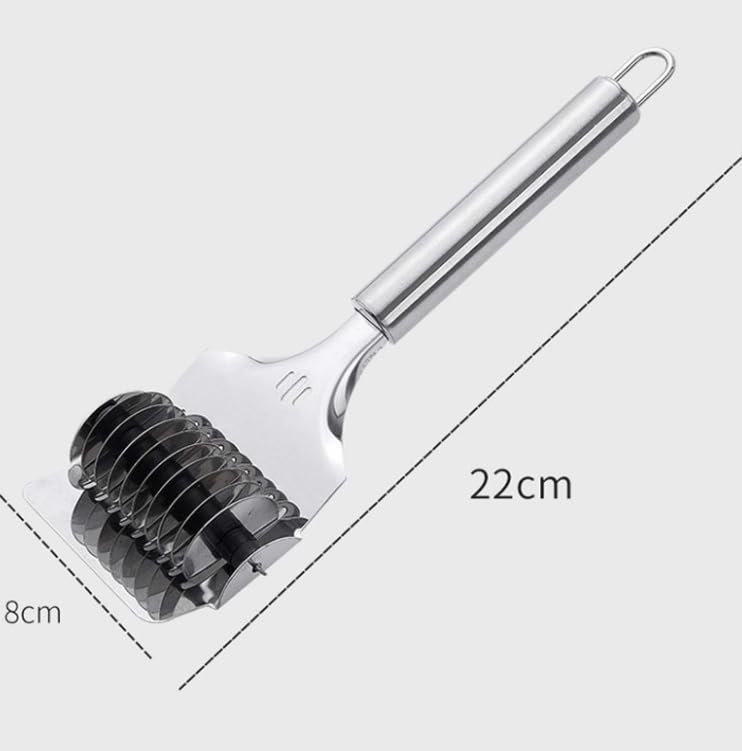 TOP TRICK Stainless Steel Pasta Maker Spaghetti Cutter Fettuccine Noodle Lattice Roller Dough Docker for Kitchen CookingPack of 1 - Image 2