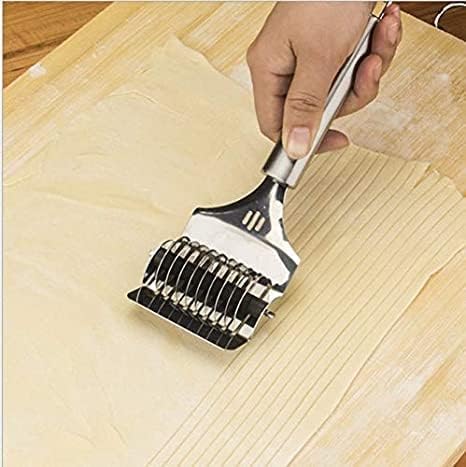 TOP TRICK Stainless Steel Pasta Maker Spaghetti Cutter Fettuccine Noodle Lattice Roller Dough Docker for Kitchen CookingPack of 1 - Image 4