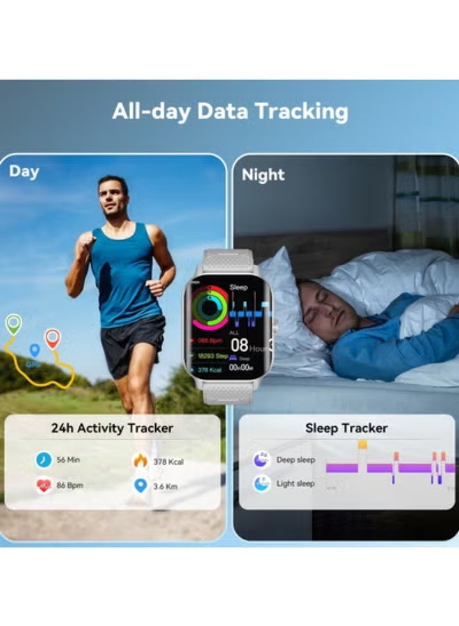 AROAQ Smartwatch for Men & Women – Large Screen Fitness Tracker with Heart Rate Monitor, Sleep & Wellness Tracking, 100+ Sports Modes, Bluetooth Calls, Compatible with iOS & Android - Image 3