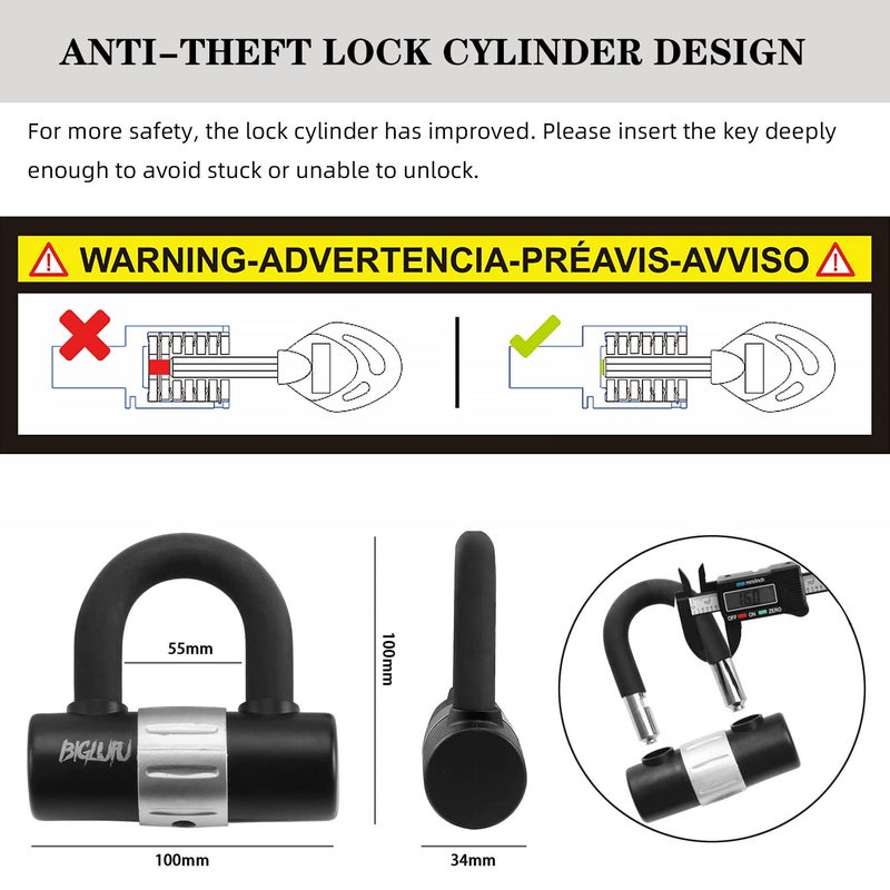 BIGLUFU Motorcycle Chain Locks, Heavy Duty Security Chains, 100cm Long, Cut Proof 12mm Square Chain with 4Keys U Lock for Motorbike, Bike, Generator, Gates, Bicycle, Scooter - Image 4