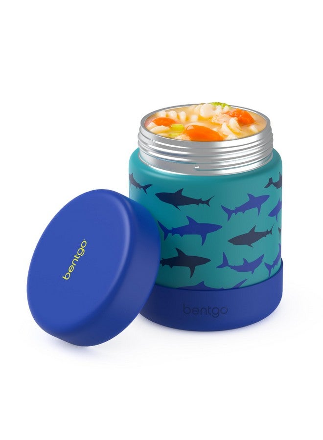 Bentgo Kids Stainless Steel Food Jar - 11oz Leak-Proof Double Insulated Hot or Cold Food Container with Removable Silicone Bumper, Dishwasher Safe, Easy Open Lid, Ages 3+ (Shark) - Image 1
