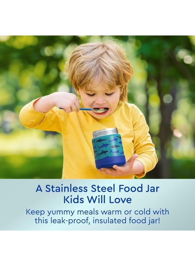 Bentgo Kids Stainless Steel Food Jar - 11oz Leak-Proof Double Insulated Hot or Cold Food Container with Removable Silicone Bumper, Dishwasher Safe, Easy Open Lid, Ages 3+ (Shark) - Image 2