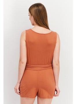 BB Dakota by Steve Madden Women Belted Surplice Neck Playsuits, Bricks  - Image 3